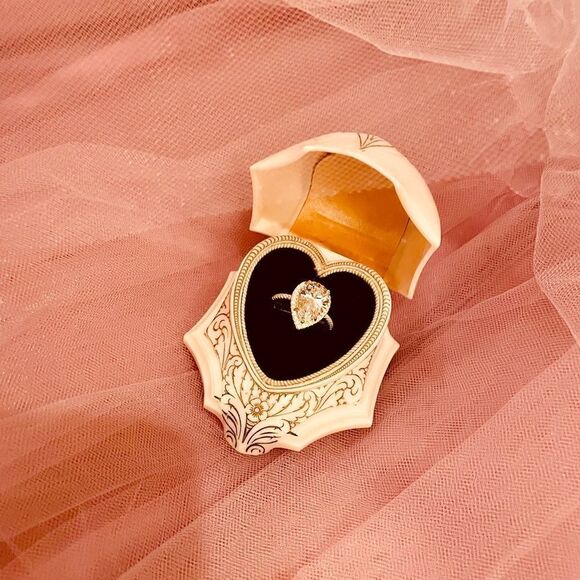 ♥️ 4.5Ct Pink Pear CZ Diamond Halo Engagement Ring 14kt Gold PRICE FIRM - Picture 6 of 17